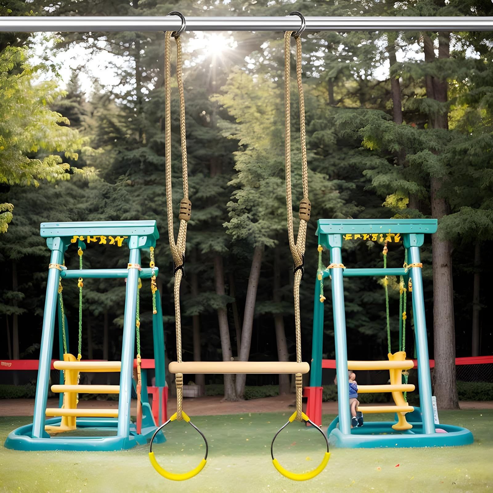 空中ブランコ トラピーズ - サル型ブランコ リング 裏庭用 - 感覚遊び バランス遊び 遊具 庭 ガーデン ..