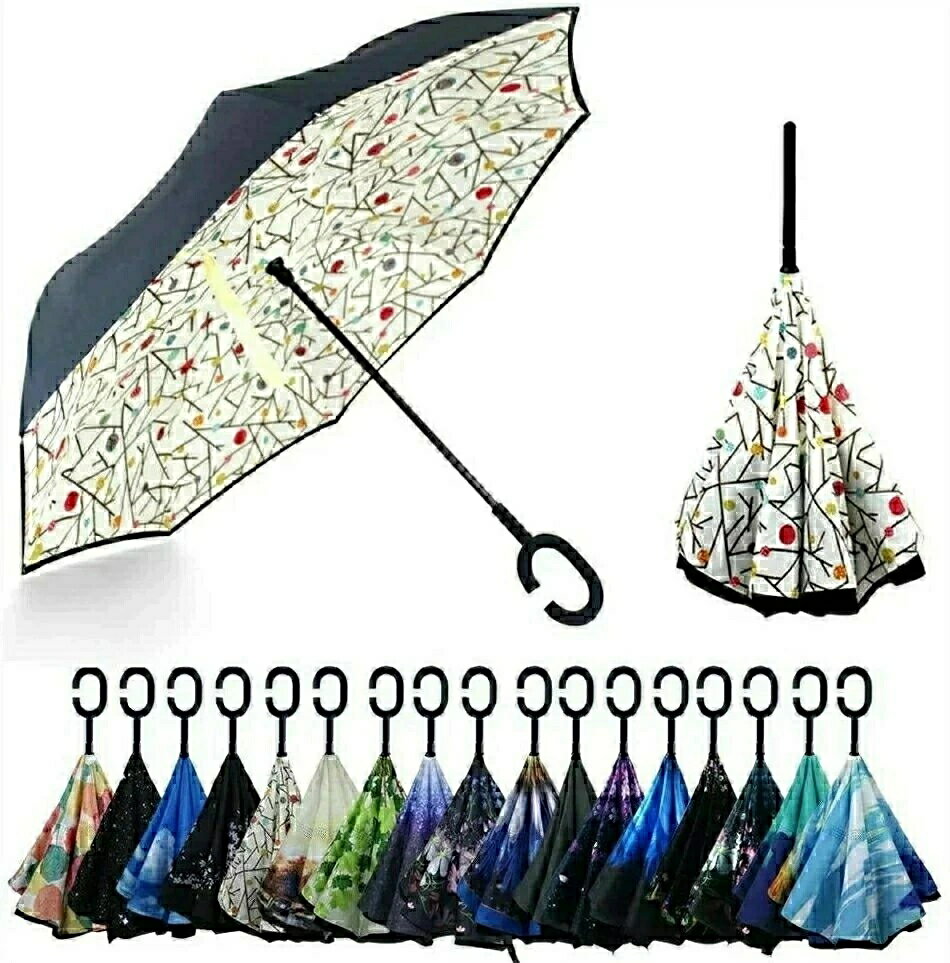 送料無料 手差し長傘 反転 逆傘 母の日 開き式 反転逆 折り式 反転傘 紫外線カット 晴雨兼用 手離れC型手元 手動開閉式 防水加工