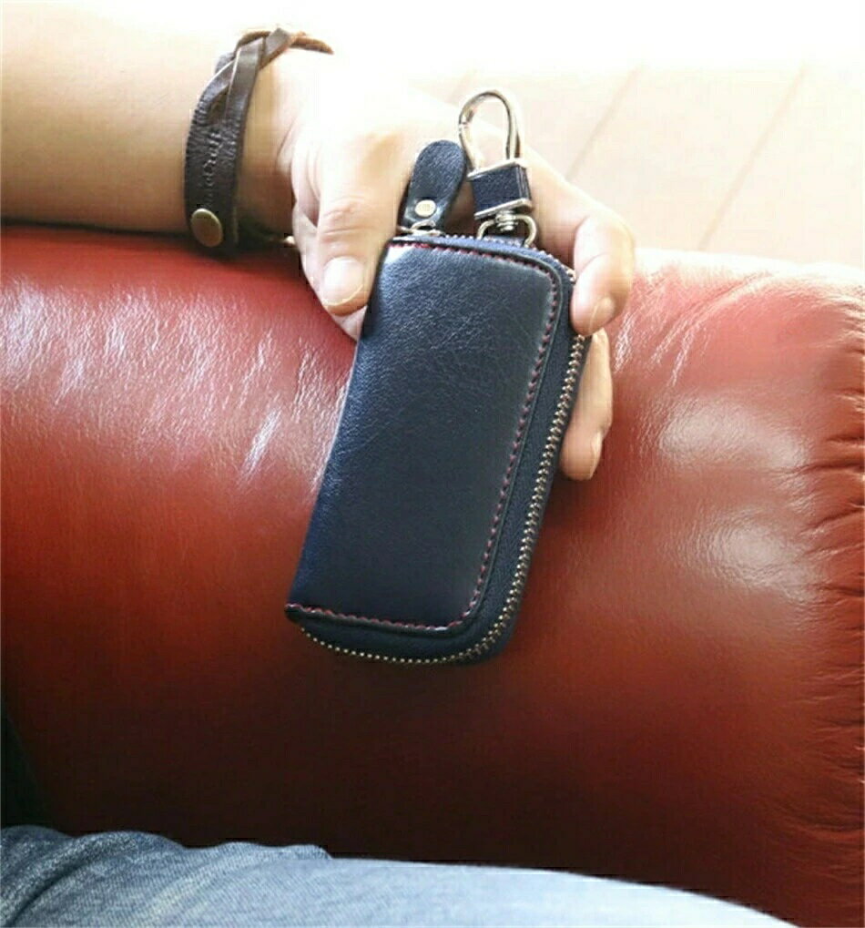 スマートキー スマートキーケース 車 メンズ レディース ギフト レザー 革 牛革 カード カラビナ 大容量 キーポーチ シンプル ラウンドファスナー プレゼント 男性 女性 卒業記念 ホワイトデー