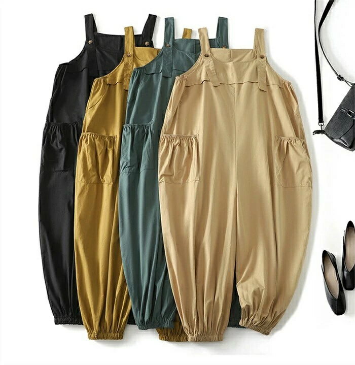 サロペット パンツ レディース 春夏 サロペット オールインワン パンツ レディース 大きいサイズ サロペットパンツ オーバーオール オールインワン チノパン ビッグシルエット つなぎ ジャンプスーツ 絞り裾 ポケット 作業着 仕事着 作業服 マタニティ メンズ ユニセックス
