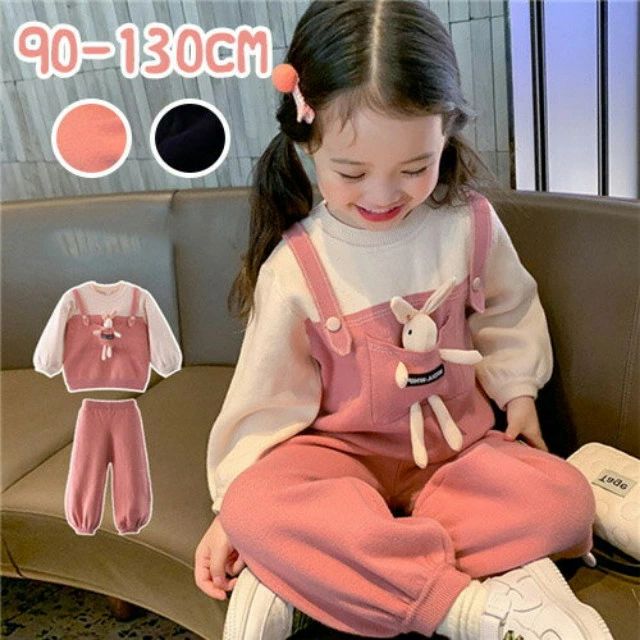 子供服 女の子 秋 冬 セットアップ 上下セット 長袖 カジュアルパンツ 2点セット キッズ 冬服 厚手 コ..