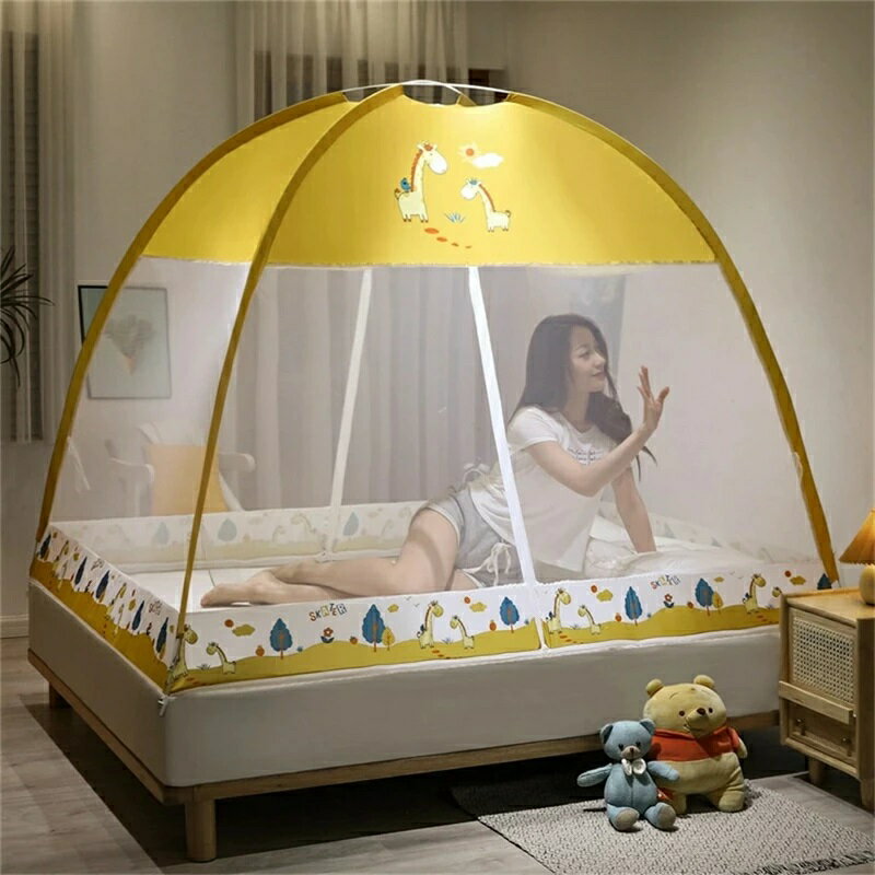 ワンタッチ蚊帳 ベッド用 折りたたみ蚊帳 床用 ワンタッチ モスキートネット キャンプ式 収納便利 持ち..