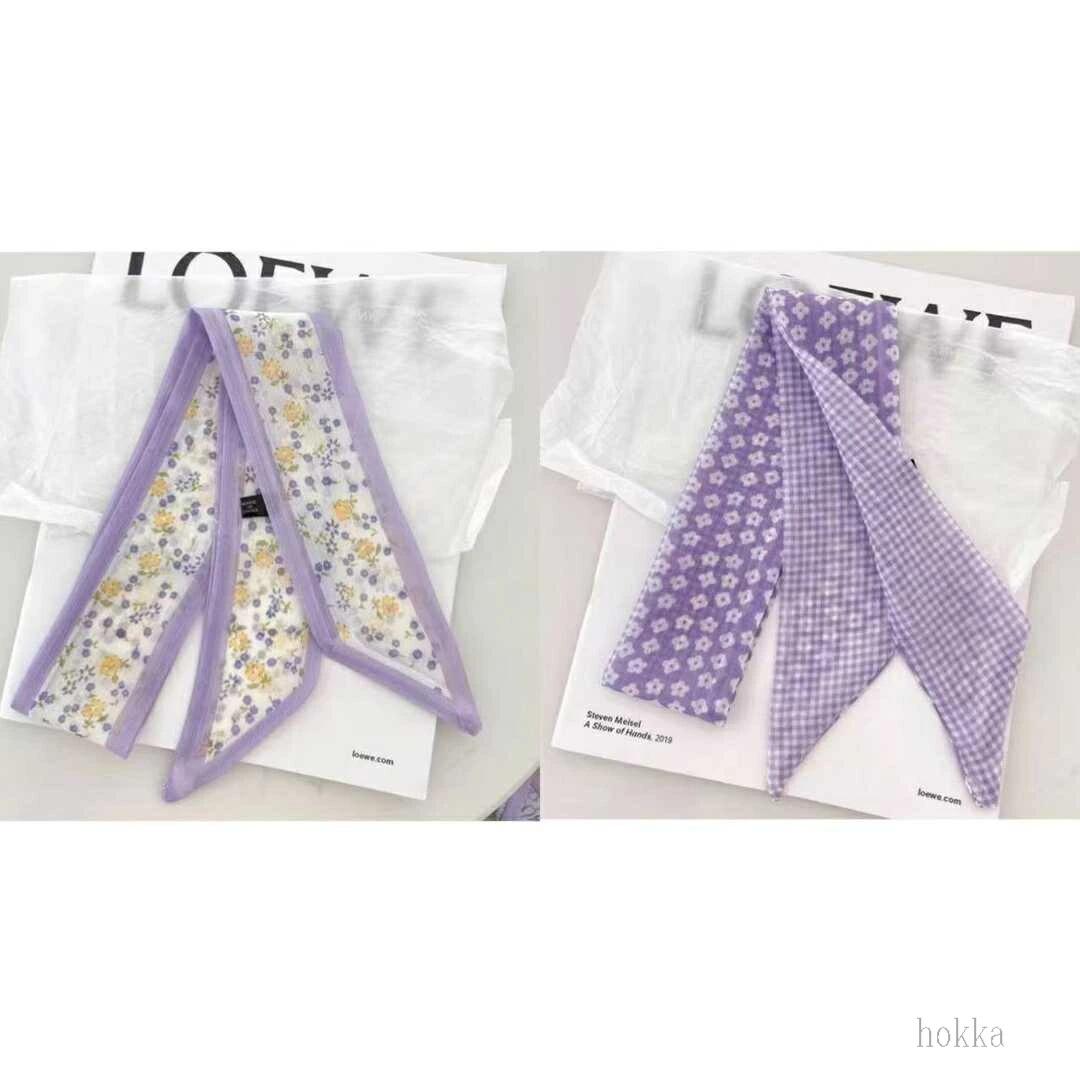 【送料無料】ヘアリボン ロング 細スカーフ 2セット パープル ネックスカーフ バッグスカーフ レディー..