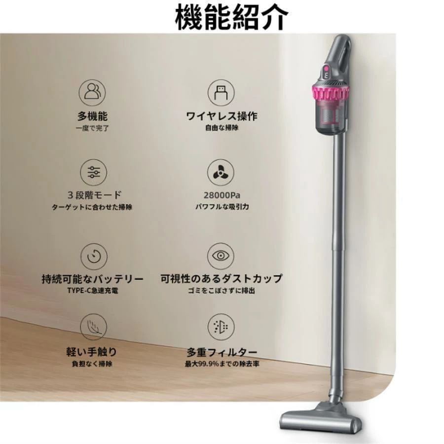 掃除機 コードレス サイクロン式 28000P...の紹介画像2