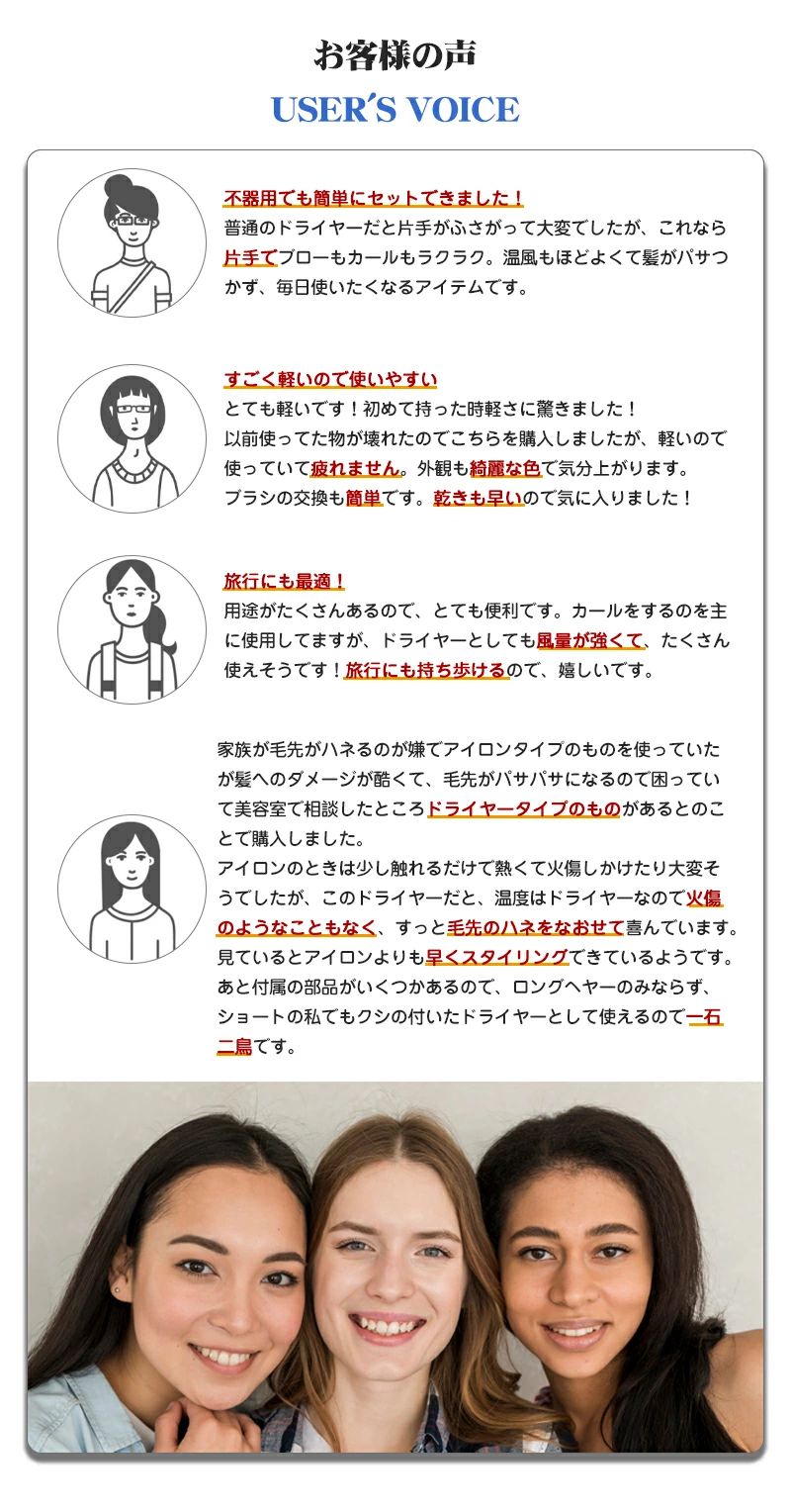 ドライヤー カールドライヤー ヘアドライヤーブラシドライヤー カールドライヤー ヘアドライヤーブラシ くるくるドライヤー ホットエアーブラシ 電熱ブラシ3