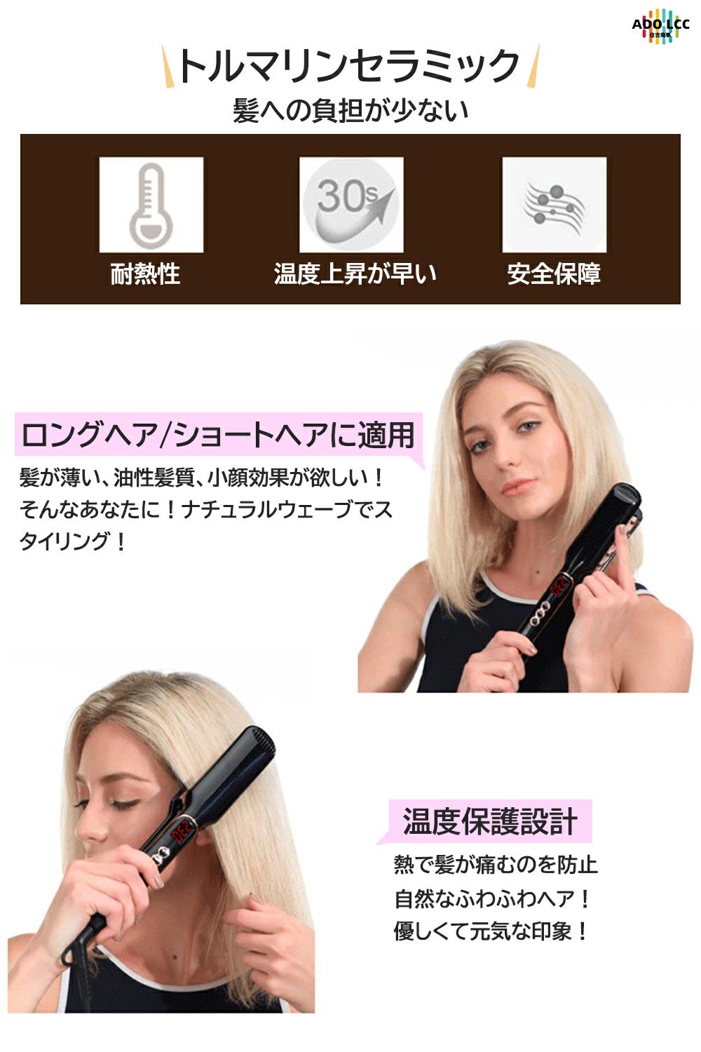 ヘアアイロン ボリューム アイロン カール ボリュームアップ ヘア パーマ ブラシ ...