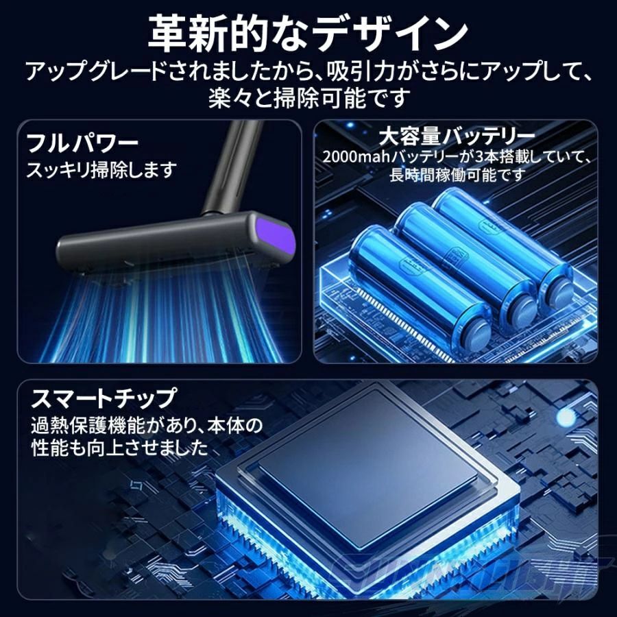 掃除機 バッテリークリーナー ハンディ掃除機 28000pa サイクロン式 水拭き 40分稼...