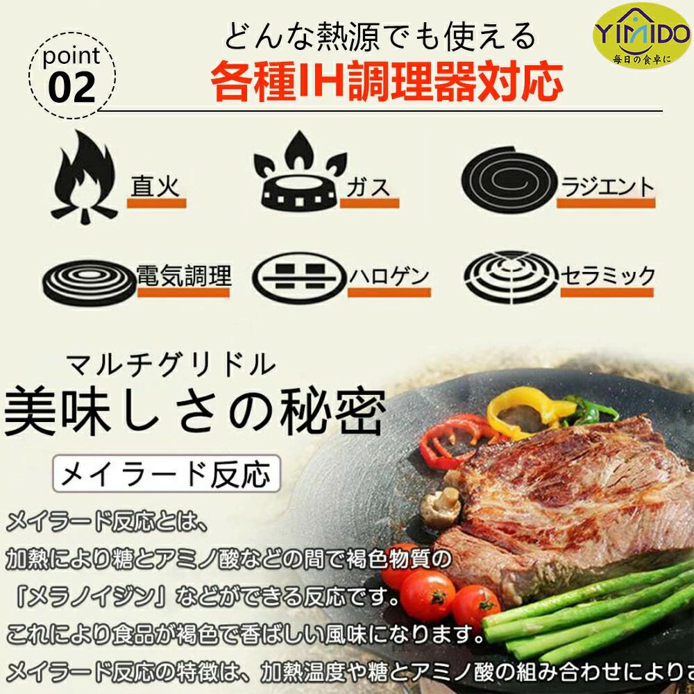 ラウンドグリドルパン 収納袋+ミトン+ハンドル付き ラウンドグリドルパン マルチサ...