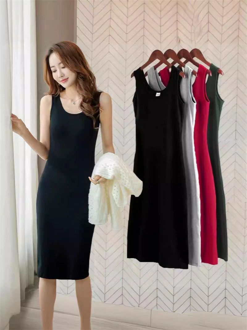 乐天商城 - 無地 タンクトップワンピース ルームワンピース 部屋着 ミドル丈 タンクワンピース レディース 送料無料 インナー