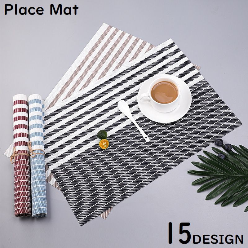 北欧 傷防止 汚れ 滑り止め 耐熱 断熱 スクエア 長方形 プレイスマット テーブルマット ランチマット ランチョンマット(3)