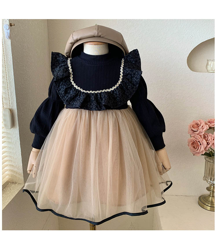 可 おしゃれ ドレス 発表会 ピアノ フレアスカート フリル 長袖 140 130 120 110 100 90 冬 秋 キッズ 子供服 女の子 3