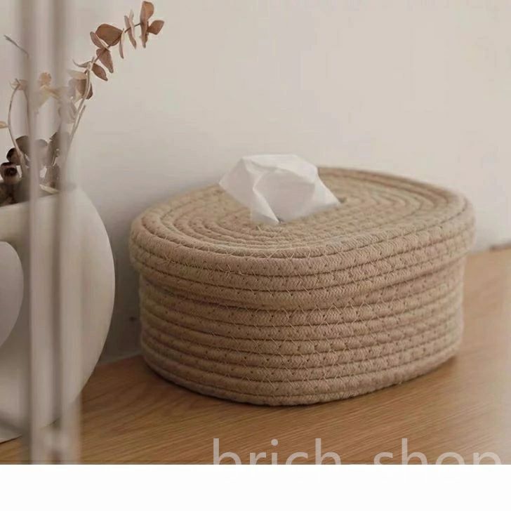 ロープ編み 箱ティッシュケース ファブリック製 箱ティッシュケース