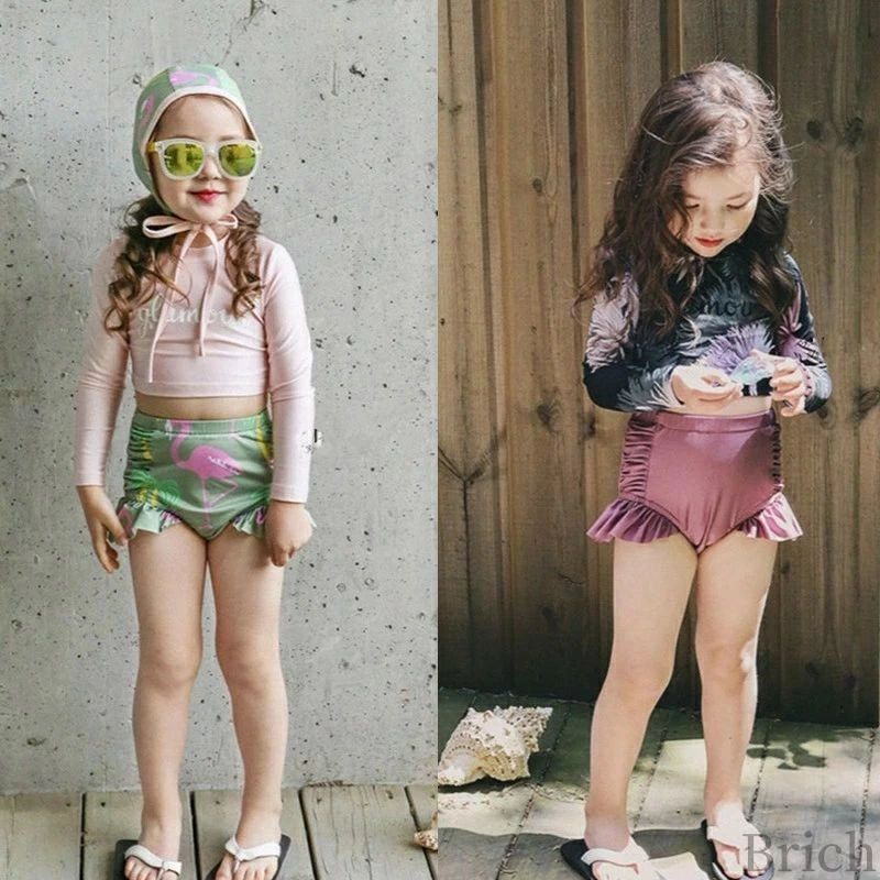 乐天商城 - 女 こども 子供用 女児 ベビー水着 プリンセス フリル 水着 子供 キャップつき 子ども 長袖 3点セット 女の子