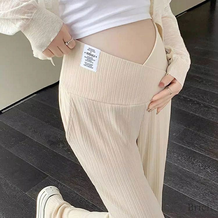 ズボン リブパンツ パンツ Vカット ワイドパンツ マタニティ 大きいサイズ ストレッチ ロング丈