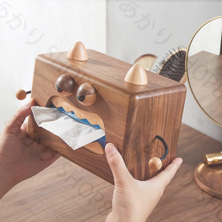 ケース 新生活 シンプル オシャレ 木製 ティッシュボックスカバー ティッシュボックス キャラクター 木 かわいい [3]