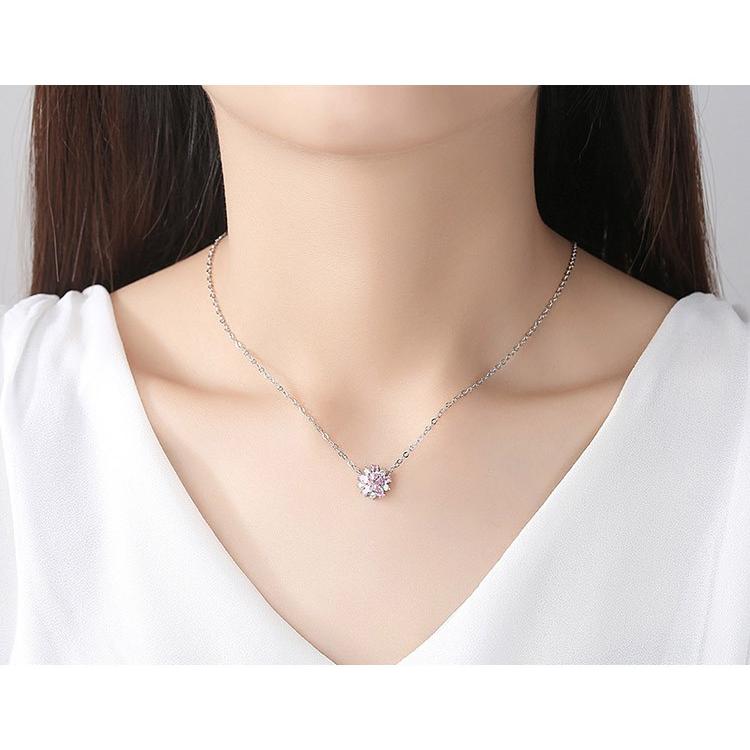 上品 ジュエリー アクセサリー ニッケルフリー SAKURA CZダイヤ ポイント消化 桜 シルバー レディース ネックレス(4)