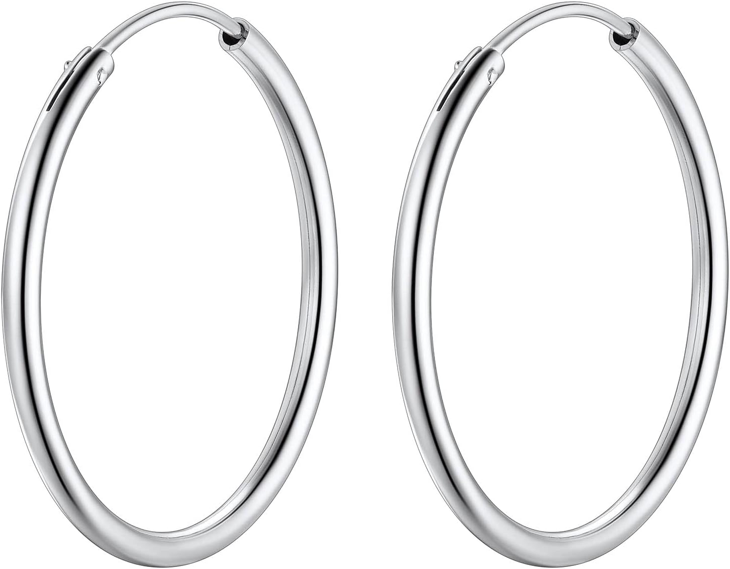 銀 - アクセサリー 幅2mm シンプル リングピアス シルバー925 人気 レディース