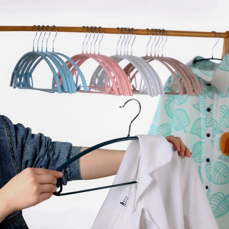 クリーム ホワイト 跡がつかない ラウンド型 PVC おしゃれ 5本セット 型崩れ防止 バー付き 選べる10色