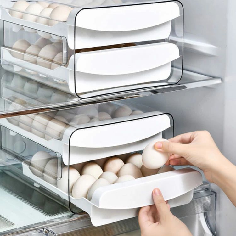 分けて収納 2段 収納ケース 引き出し 冷蔵庫 卵ボックス たまごケース 大容量 エッグケース 卵容器 卵入り 32個用 2層