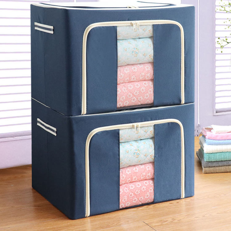 衣類 積み重ね 中身が見える 不織布製 アイボリー 透明窓付き 衣装ケース 収納ボックス 収納ケース 2個セットのサムネイル