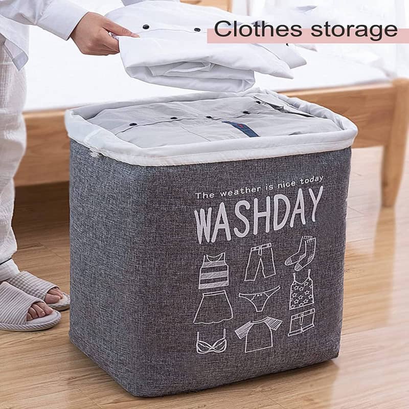 おりたたみファブリック洗濯バッグ 75Lランドリーボックス 折り畳み式衣類かご 2パック