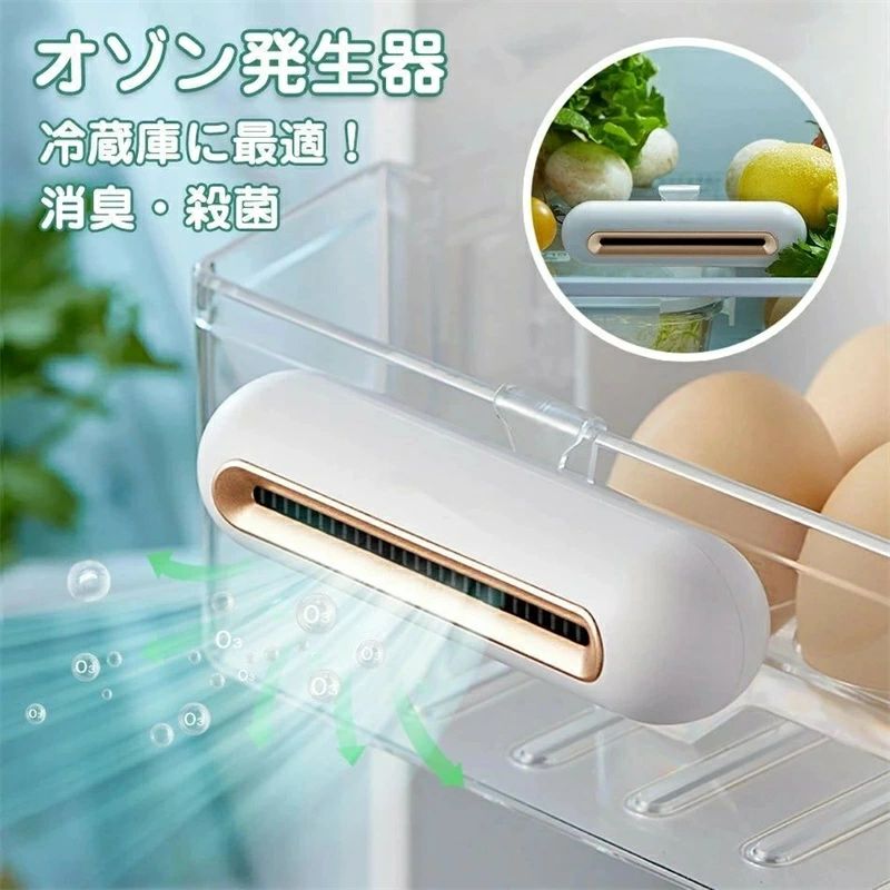 小型オゾン脱臭機 オゾン発生器 冷蔵庫 殺菌脱臭 2階段調整 オゾン消臭 除菌 空気清浄 軽量 家庭用 USB充電 静音