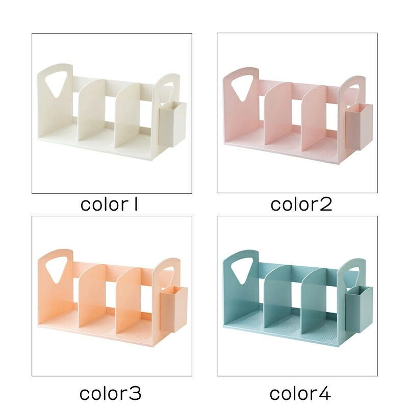 ブックラック ブックスタンド マグネットペン立て付き 4仕切り 卓上収納 棚 整理整頓 本 ディスプレイ 北欧 子供用