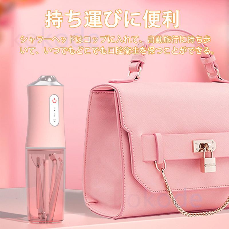 口腔洗浄器 携帯 充電式 220ML 3つモード 4ノズル 口腔洗浄機 歯間ジェット