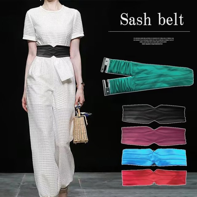 太ベルト ウエストマーク サッシュベルト 幅広 ワイド エレガント コルセットベルト