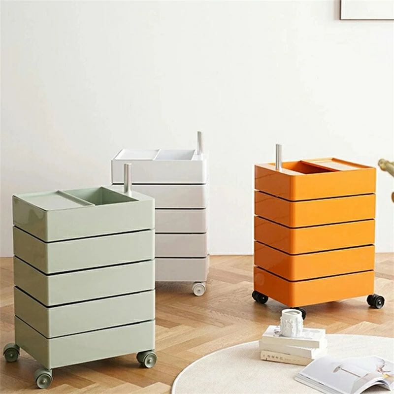 収納棚 ラック 収納 クリア 透明 カラーラック コーヒーテーブル キャスター付き 360°可動回転収納 5段..