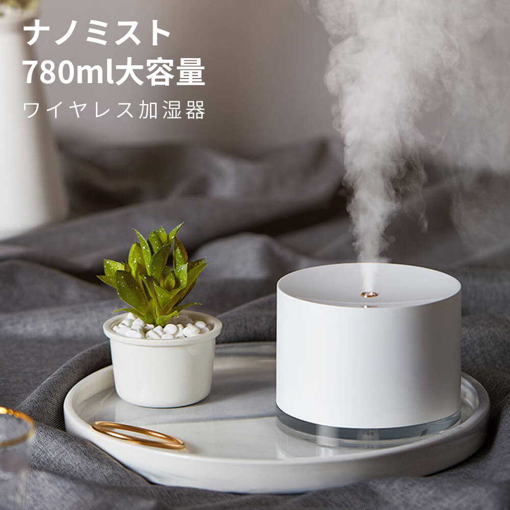 寝室、ホテル 大容量加湿器 780ml大容量 空気ミスト器 シンプルな設計、ミニ加湿器 卓上加湿器