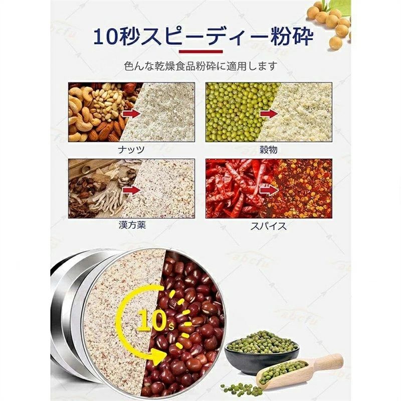 ナッ お手入れ簡単 ステンレス鋼材質 150W高出力 穀物粉砕機 グラインダー300mL大容量 電動ミル
