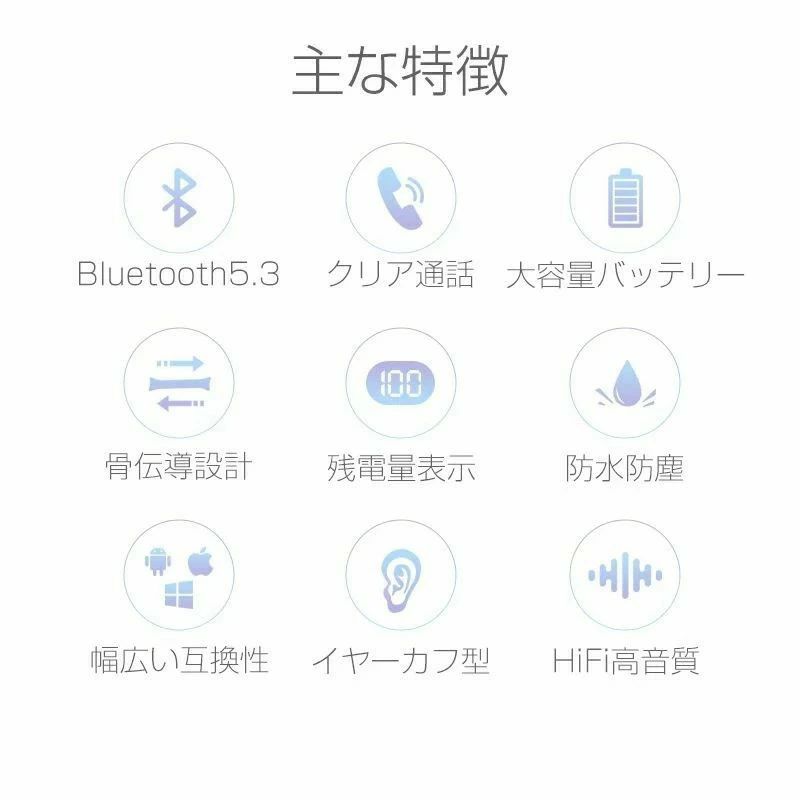 Bluetooth 5.3 ワイヤレスイヤホン 片耳/両耳 ブルートゥースイヤホン 瞬間接続 Hi...