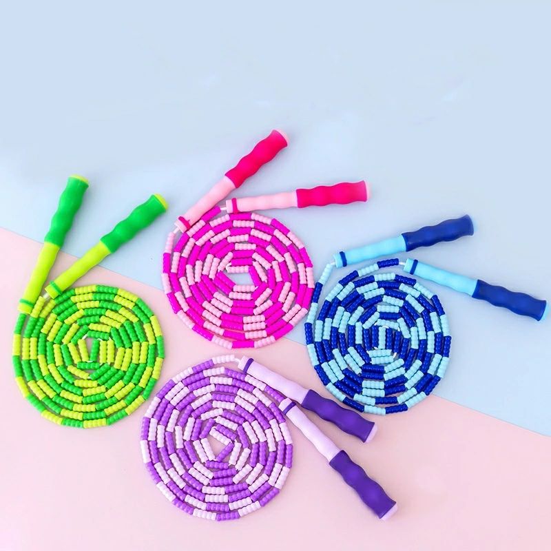 握りやすい かわいい 大人 長さ調整可 ジャンプロープ 二重飛び 初心者 飛びやすい 子供 ビーズロープ なわとび 縄跳び 2