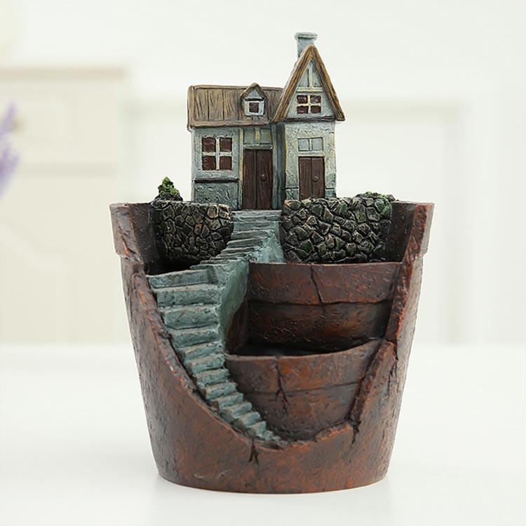 底穴付 プラスチック おしゃれ 植木鉢 ハウス DIY お城 民家 プレゼント ギフト 母...