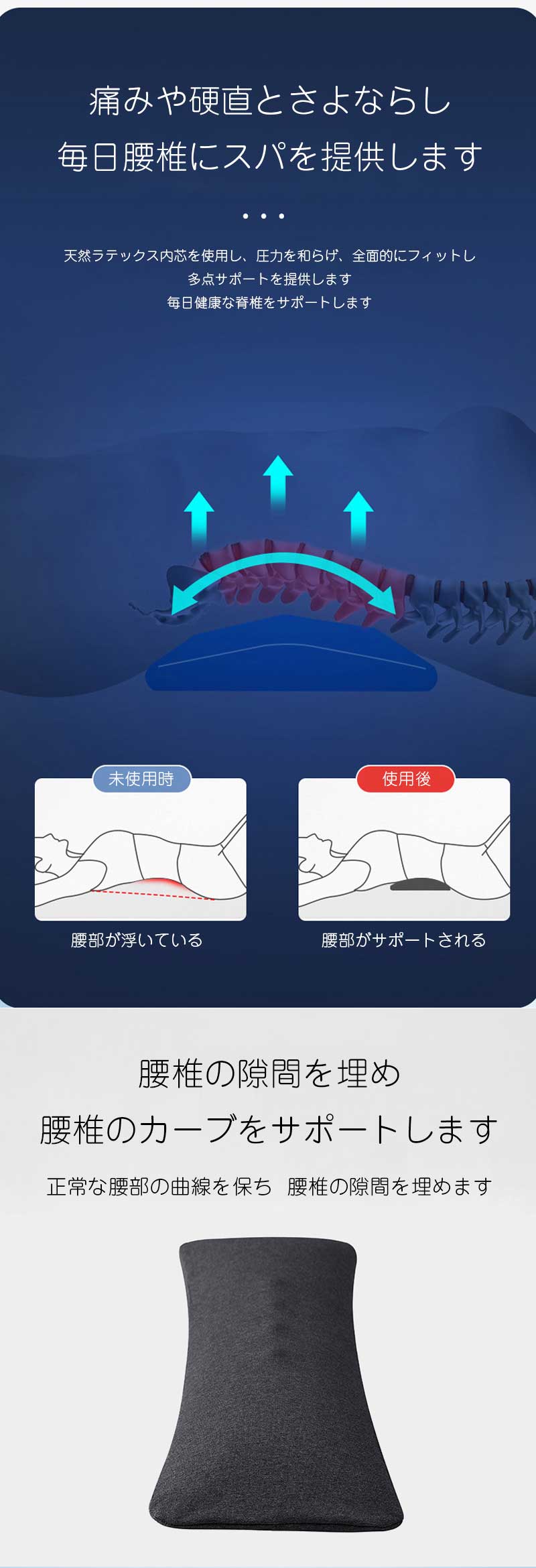 クッション 腰枕 腰痛改善【整体師監修】グッズ 就寝用 低反発腰まくら 低反発マット プレゼント 寝る時 腰痛対策クッション