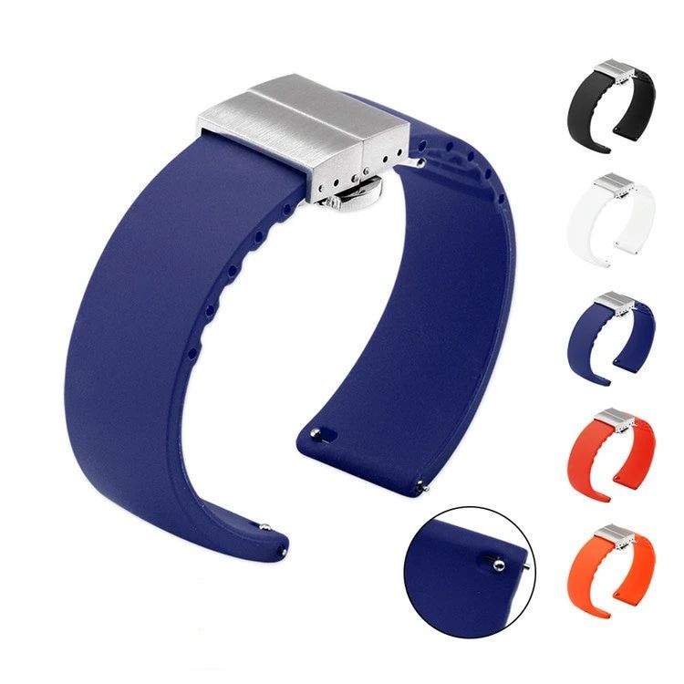 防汗 防水 潜水用 クラスプ付蝶のボタン交換ストラップ タイヤパターン18/20/22/24mm共通 ラバー ゴム..