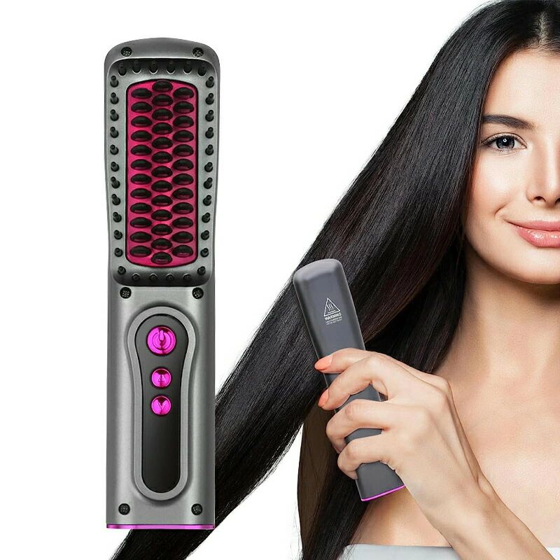 ヘアアイロン ヒートブラシ ブラシアイロン 直髪梳 ヒートブラシ USB充電式 コードレス ストレートブラ..