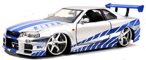 ワイルドスピードミニカー　1/24　JadaTOYS☆ワイルドスピード スカイラインGTR　シルバー/ブルー