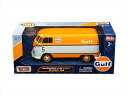 ミニカー　1/24　MOTORMAX☆VW　ワーゲンバス　GULF　ガルフ　オレンジ/水色【予約商品】