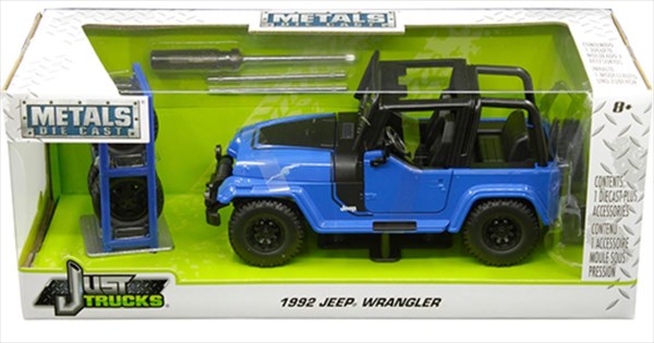 ミニカー　1/24　JadaTOYS☆1992 Jeep Wrangler　ジープ・ラングラー　青色　タイヤ交換付♪限定品　【予約商品】ランクルミニカー