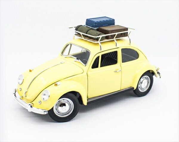 ミニカー 1/18 LuckyTOYS☆1967 VW ワーゲン ビートル 黄色 「ルーフキャリア スーツケース付」 【予約商品】ワーゲンバス ミニカー