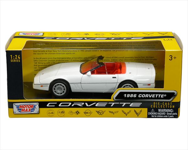 ミニカー 1/24 MOTORMAX☆ 1986 コルベット スティングレー C4 白色/内装赤 1986 Chevrolet Corvette C4【予約商品】