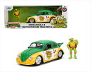 ミニカー　1/24　JadaTOYS☆ニンジャタートルズ　フィギュア付き　 1959 　ワーゲン・ビートル　1959 Volkswagen Drag Beetle with Michelangelo Figure 【予約商品】