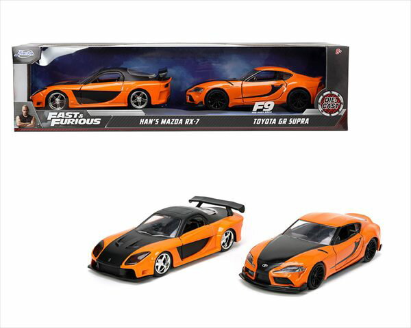 ワイルドスピードミニカー　1/32　JadaTOYS☆2台セット　ワイルドスピード　スープラ　オレンジ色　+　2020　スープラ【予約商品】のサムネイル