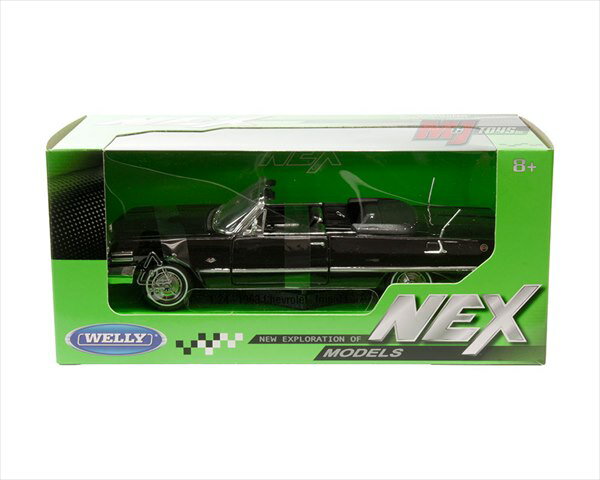 ミニカー 1/24 WELLY シボレー インパラ コンバーチブル 黒色 1963 Chevrolet Impala SS Convertible【予約商品】