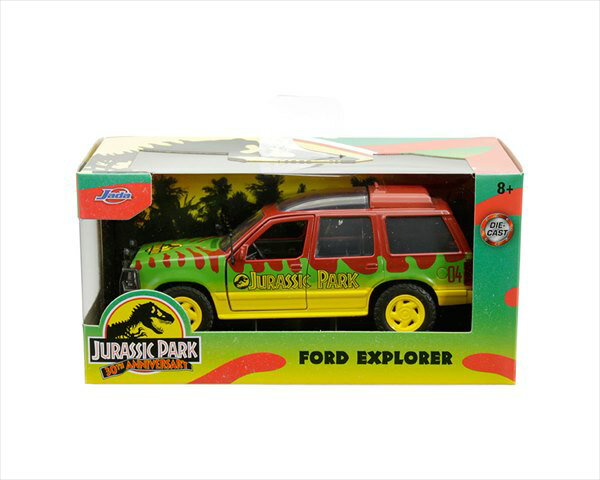 ミニカー　1/32　ジュラシック・ワールド　ジュラシックワールド　フォード・エクスプローラー　赤緑　JadaTOYSジュラシックパーク　Ford Explorer – Jurassic Park