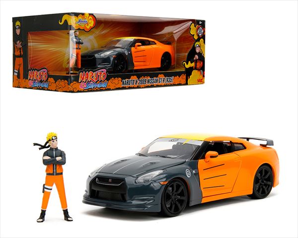 ミニカー　1/24　日産　NISSAN　GTR　R35　オレンジ/黒　ナルト仕様　ナルトフィギュア付き　2009 Nissan GT-R (R35)