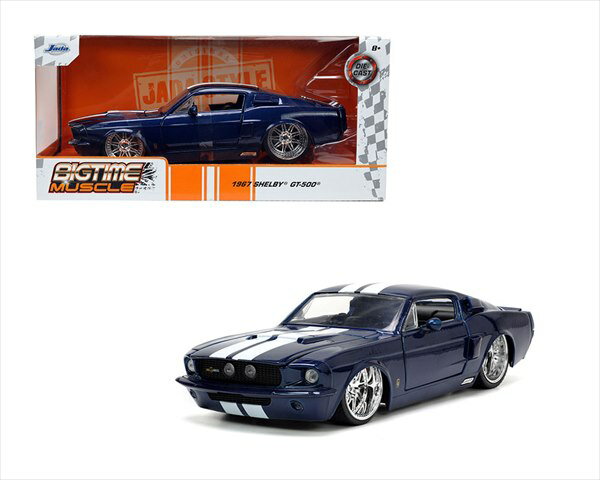 ミニカー 1/24 JadaTOYS☆1967 シェルビー GT500 白/紺色 フォード マスタング 1967 Shelby GT500 【予約商品】