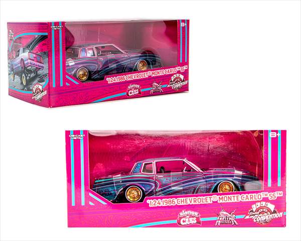 ミニカー　1/24　maisto　1986　シボレー　モンテカルロ　ローライダー　キャンディーピンク色　1986 Chevrolet Monte Carlo SS Low Rider